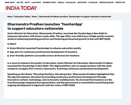 Dharmendra Pradhan launches ‘TeacherApp’ to support educators nationwide